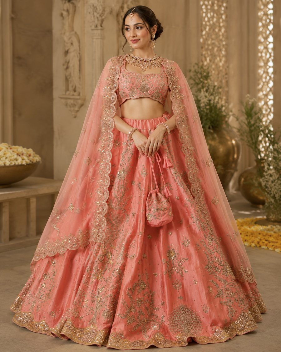 Blush Royale Ombre Pink Indo-Western Lehenga