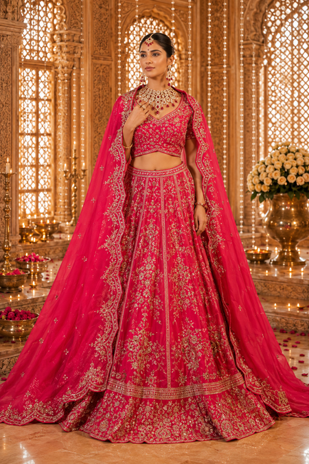 Blush Majesty Handcrafted Bridal Lehenga