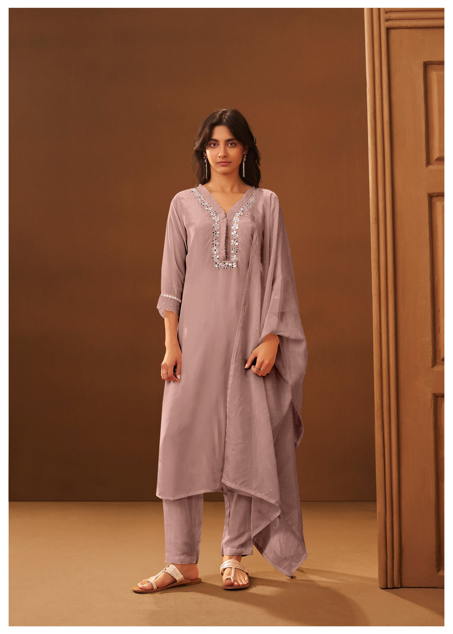 Lilac Glow Mirror Kurta Set