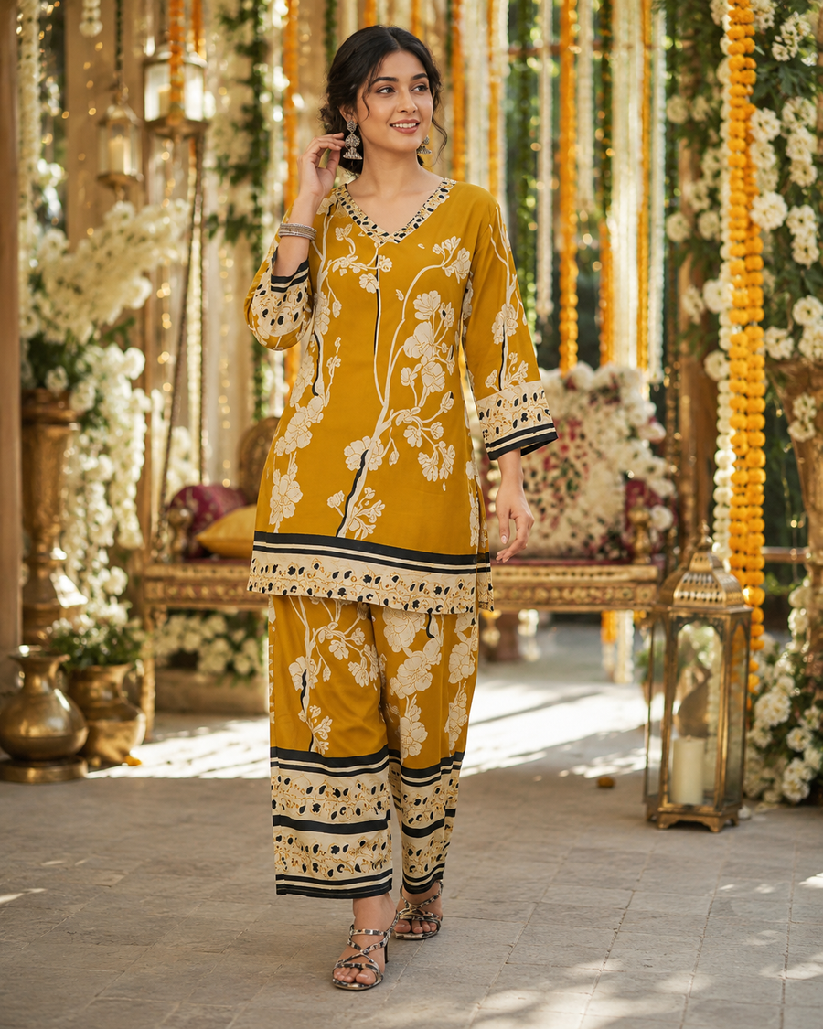 Golden Bloom Printed Co-Ord Set