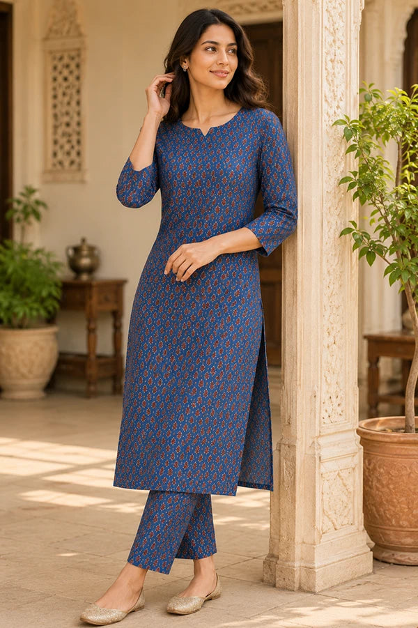 Indigo Blossom Printed Cotton Co-Ord Set
