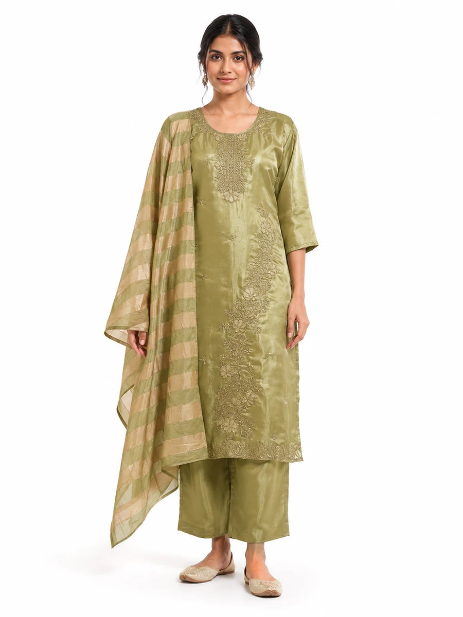 Olive Grace Embroidered Suit Set