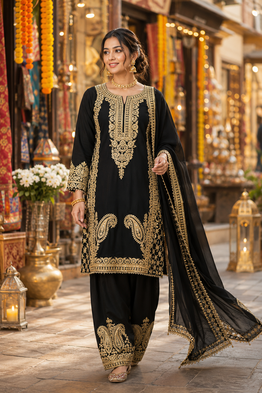 Black Grace Mirror Zari Ensemble