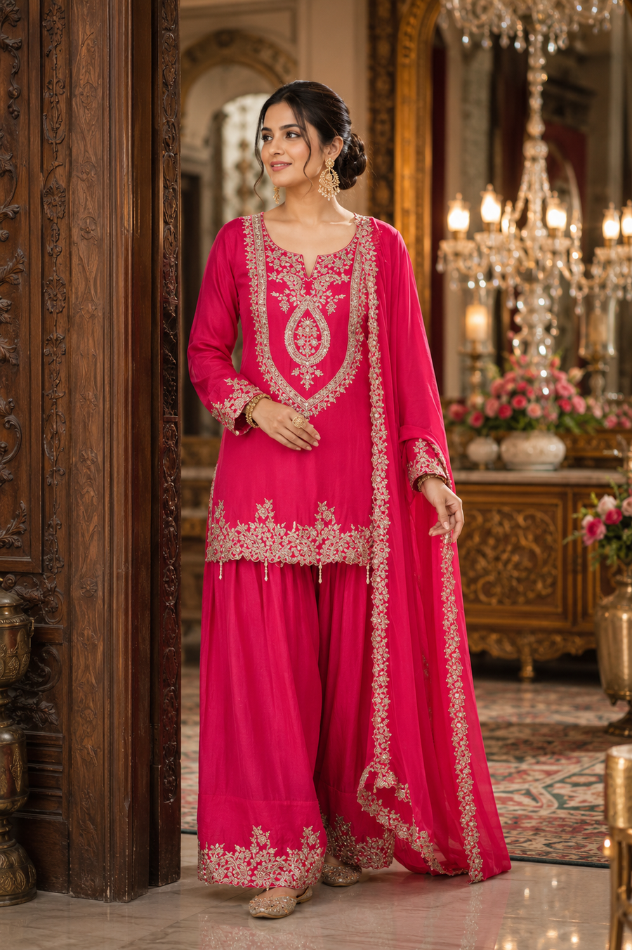 Radiant Magenta Sequin Party Suit