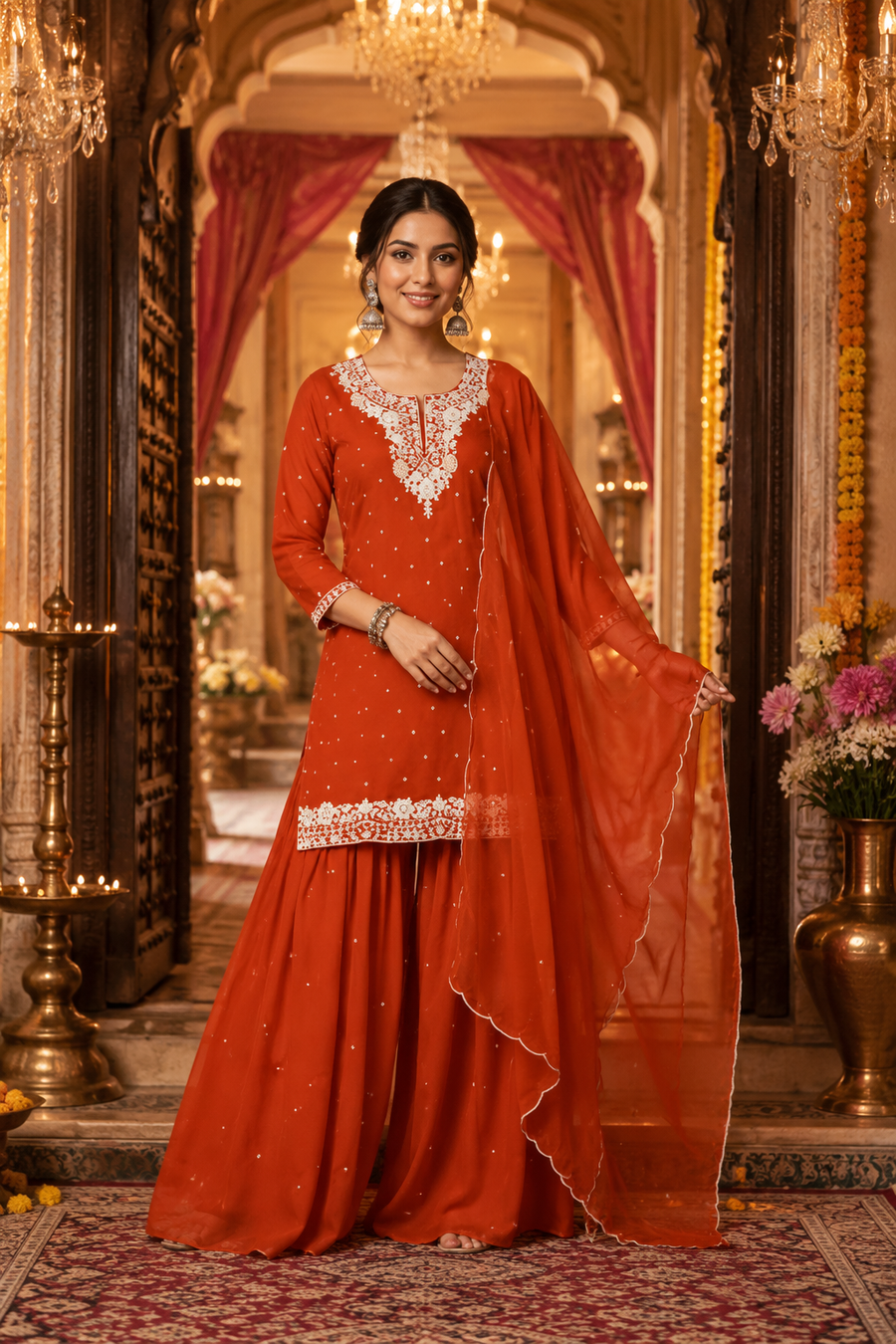 Sparkling Orange Pearl Garara Set
