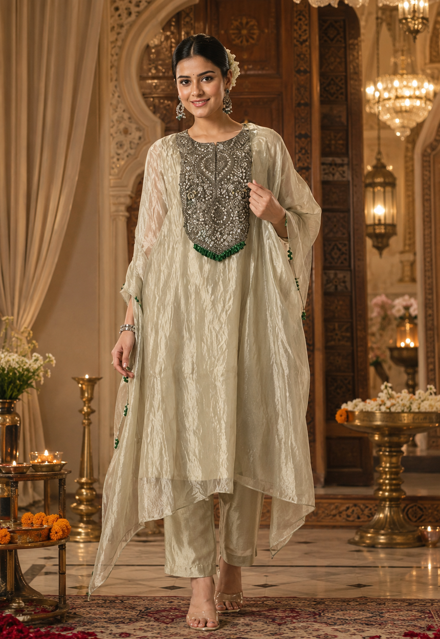 Grey Glamour Kaftan Set