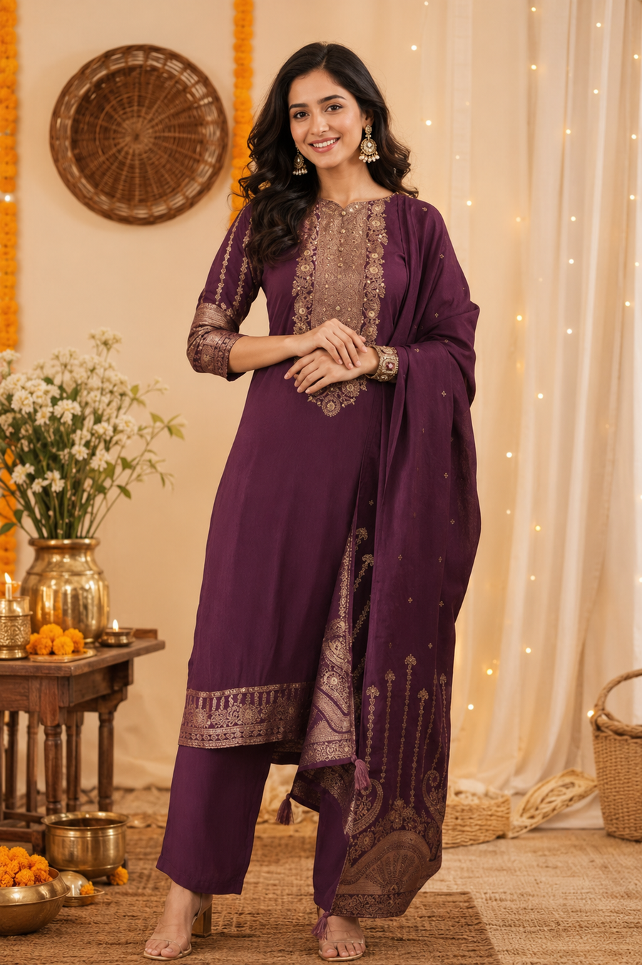 Wine Elegance Semi-Formal Suit