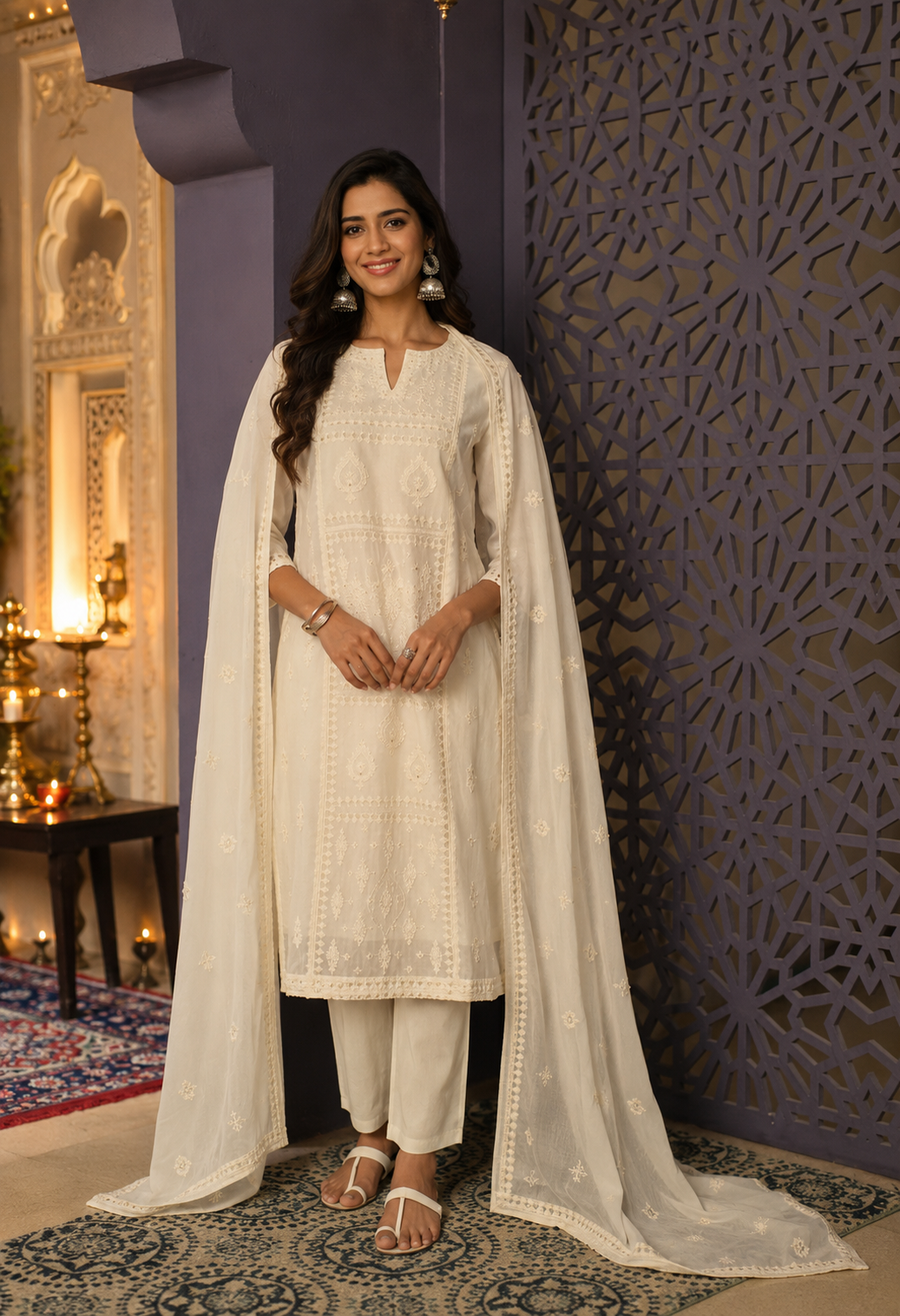 Elegant Off White Thread Delight