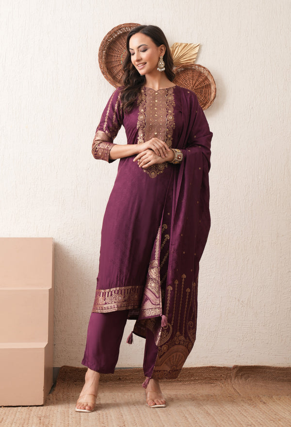 Wine Elegance Semi-Formal Suit