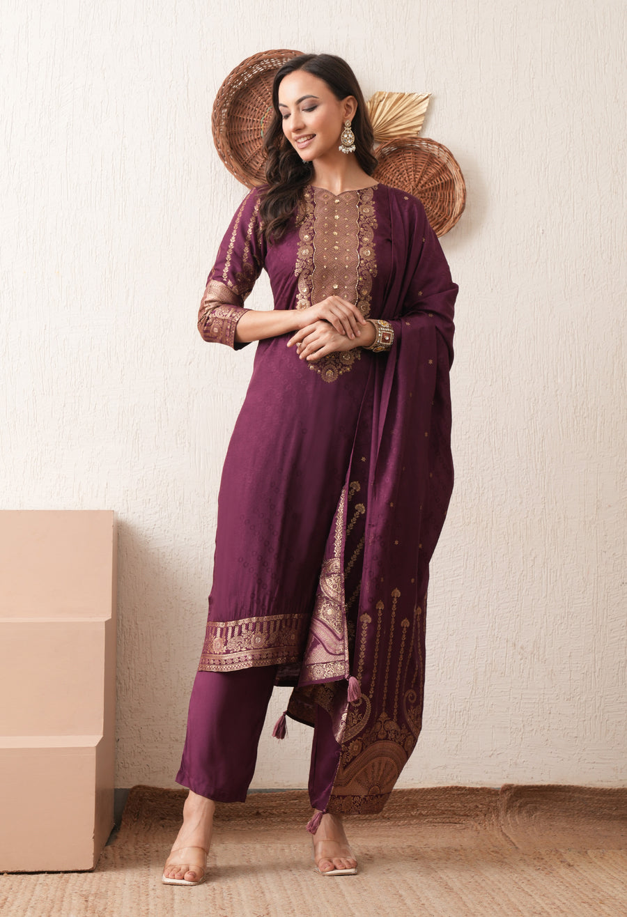 Wine Elegance Semi-Formal Suit