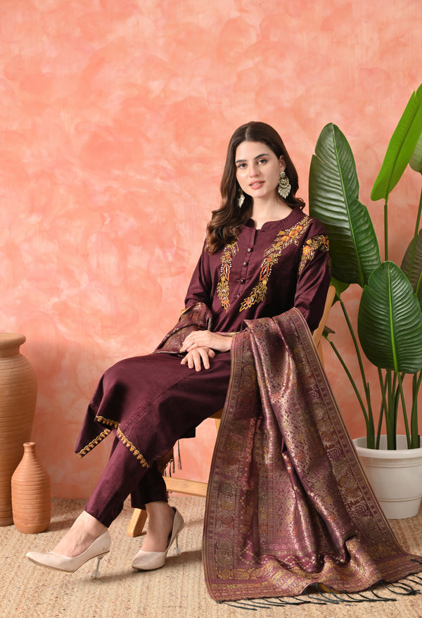Royal Wine Velvet Charm Suit