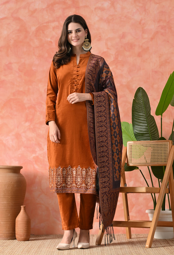 Royal Rust Pearl Velvet Suit