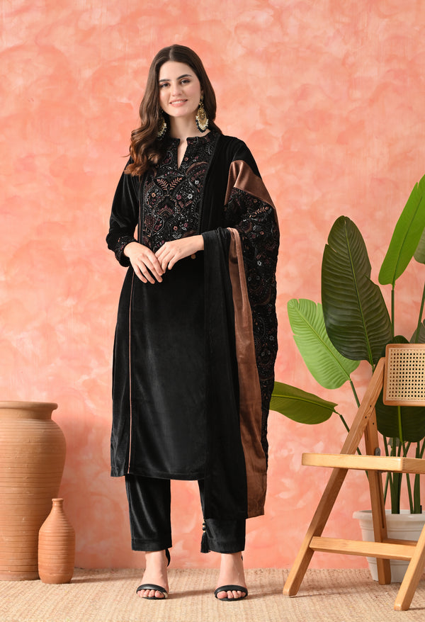 Midnight Elegance Velvet Pakistani Suit