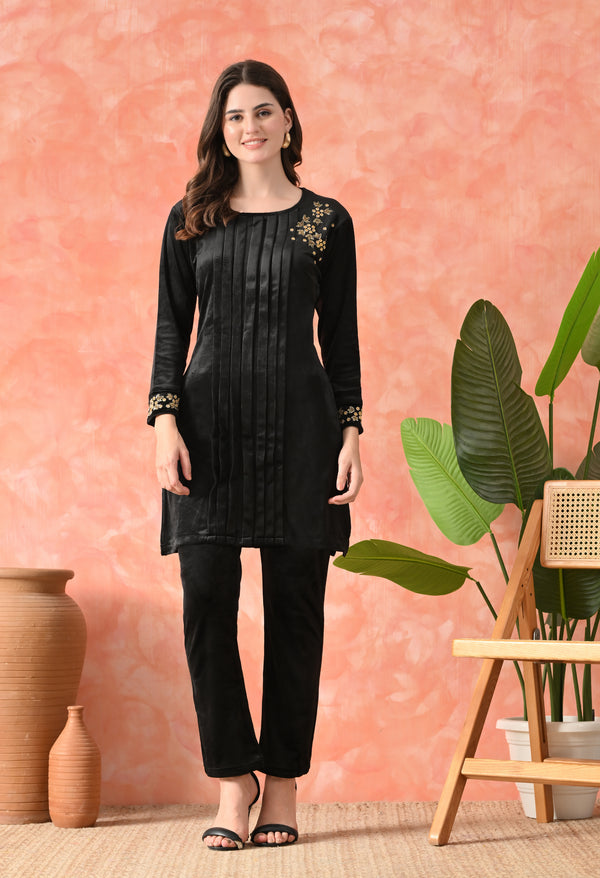 Elegant Velvet Black Co-ord Set