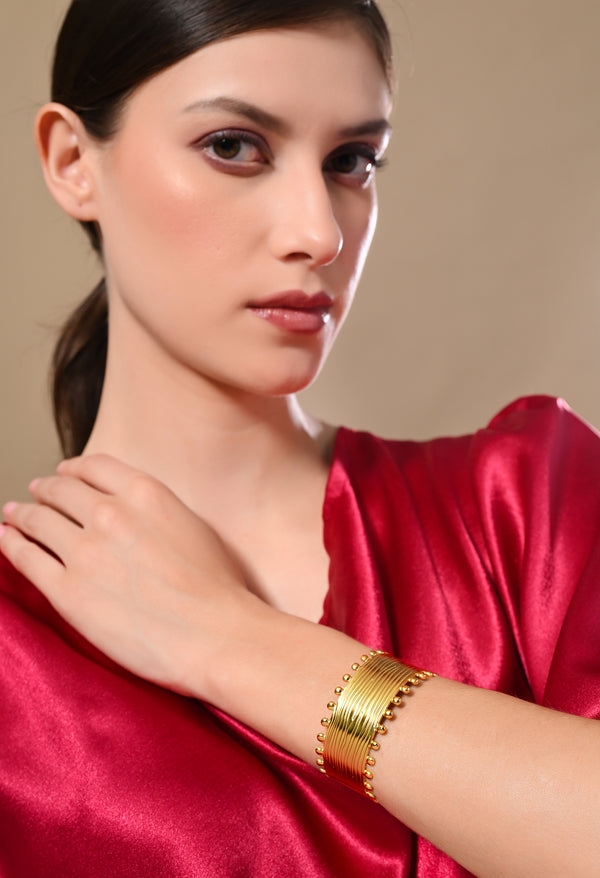 Elegant Gold Textured Cuff Bracelet