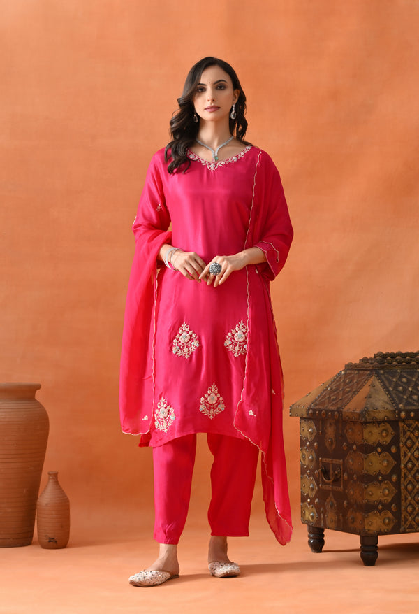 Pink Silk Shine Party Suit