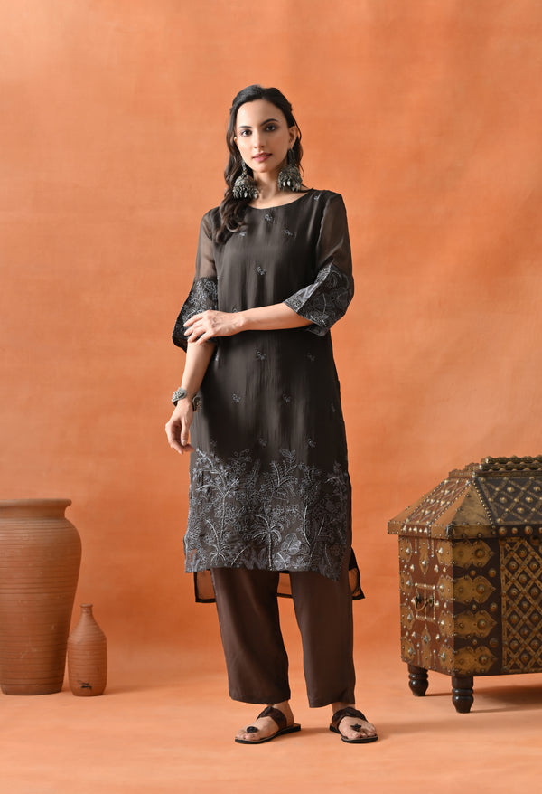 Dark Brown Pearl Thread Suit