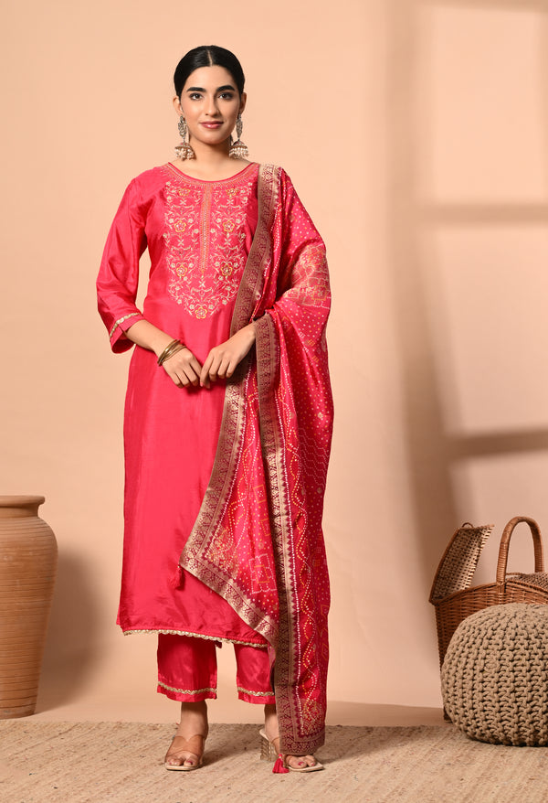 Elegant Magenta Pearl Suit