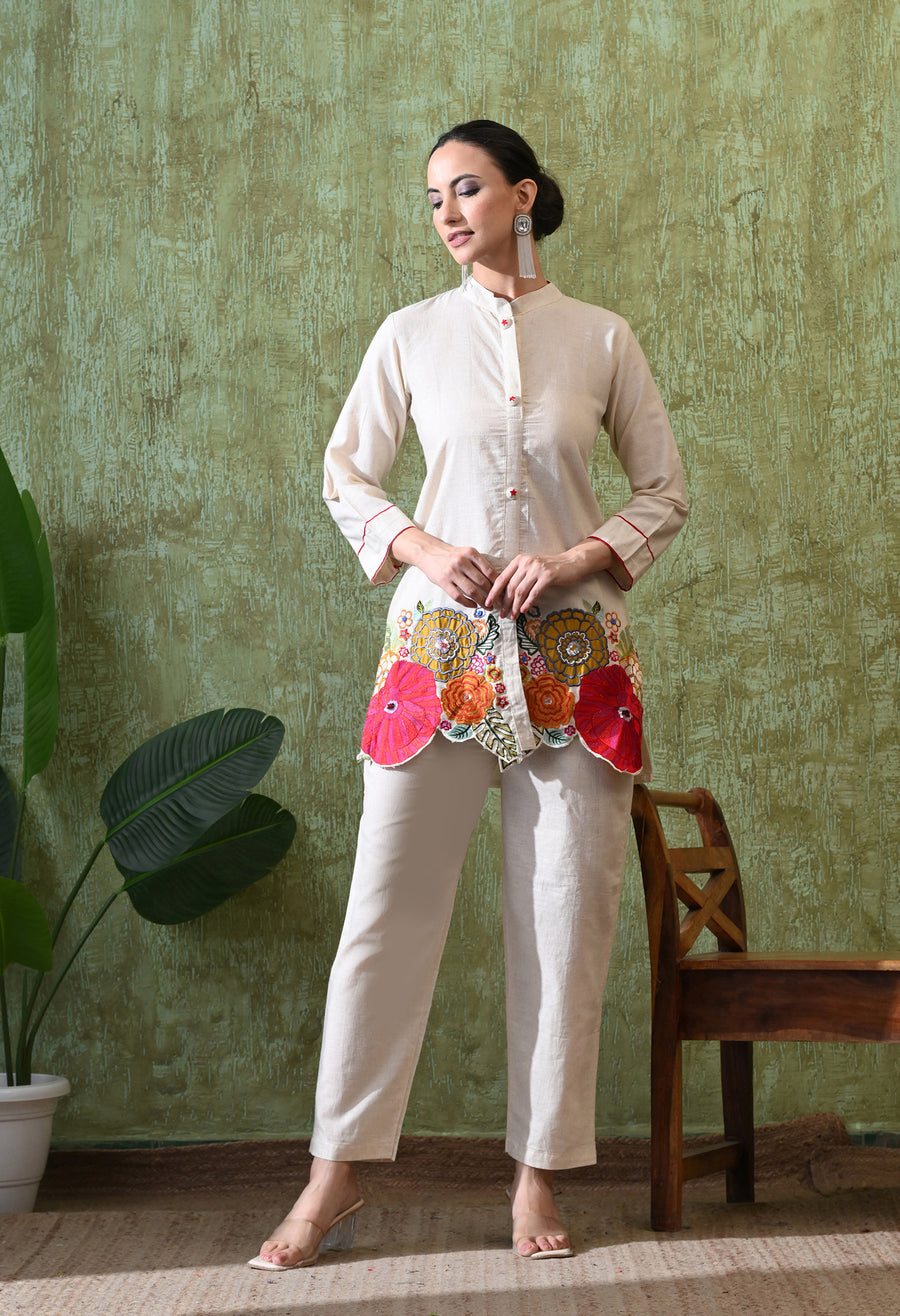 Pearl Shine Cream Co-ord Set