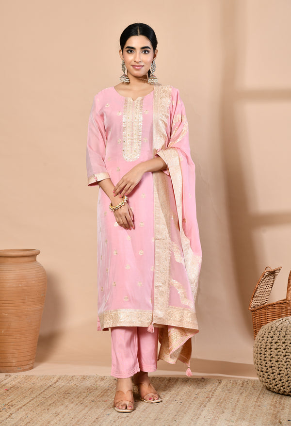 Elegant Pink Banarasi Charm