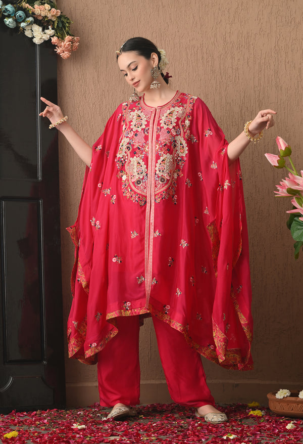 Chic Pink Kaftan with Plazzo