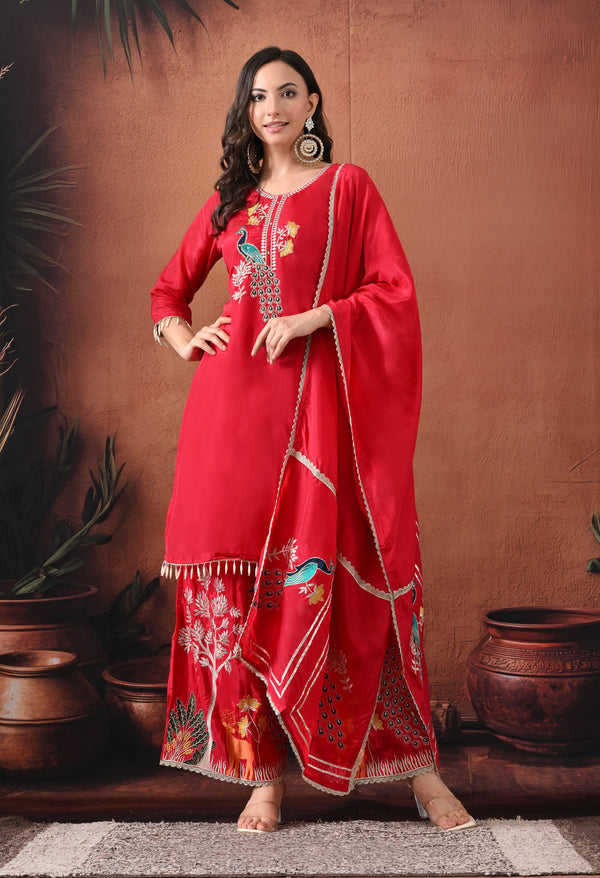 Magenta Zari Charm Kurti Set