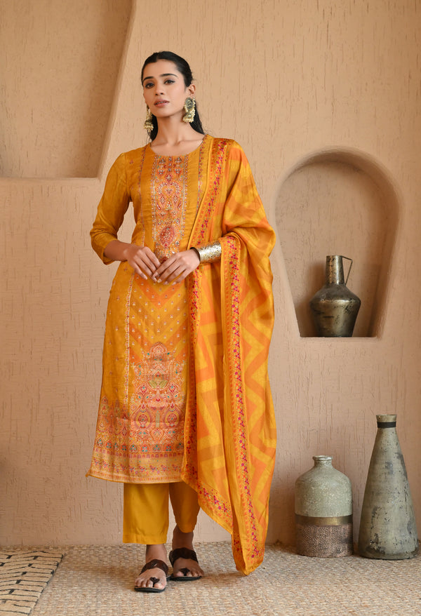 Yellow Royal Brocket Silk Beauty