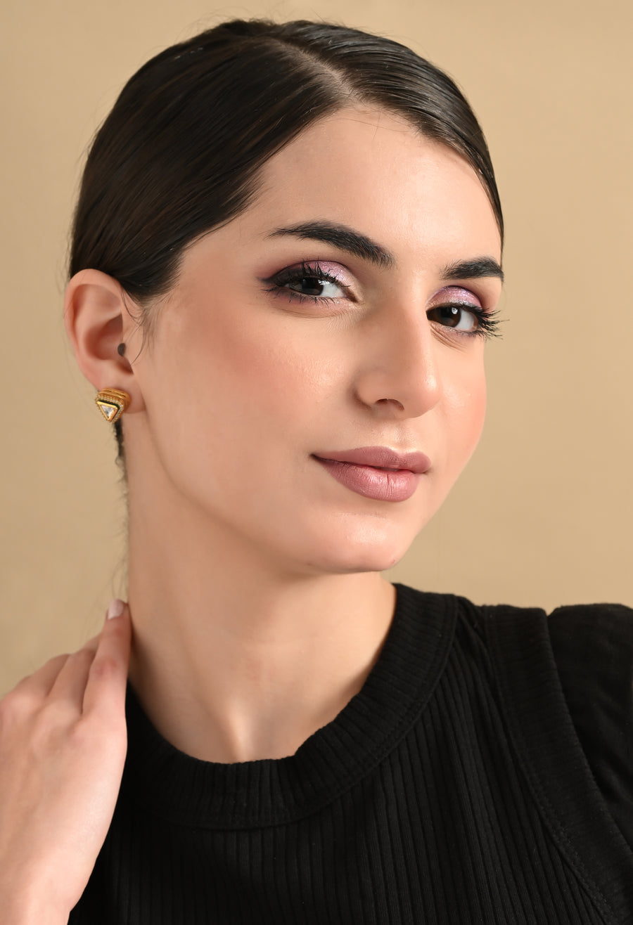 Radiant Triangle Kundan Studs