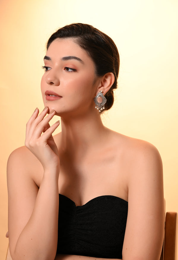 Mystic Pearl Drop Oxidized Earrings