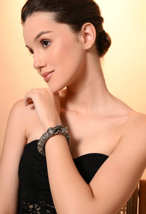 Royal Oxidized Elephant Kada