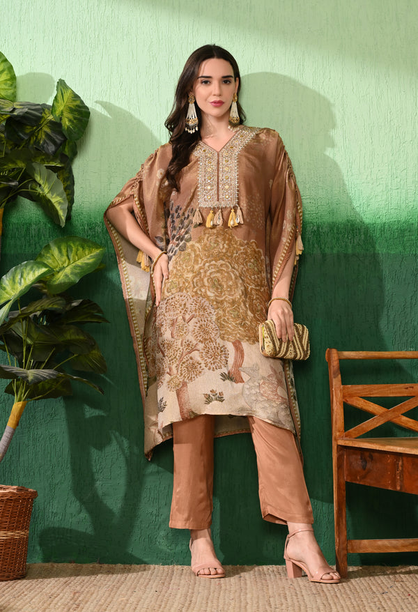 Shimmer Brown Kaftan Set