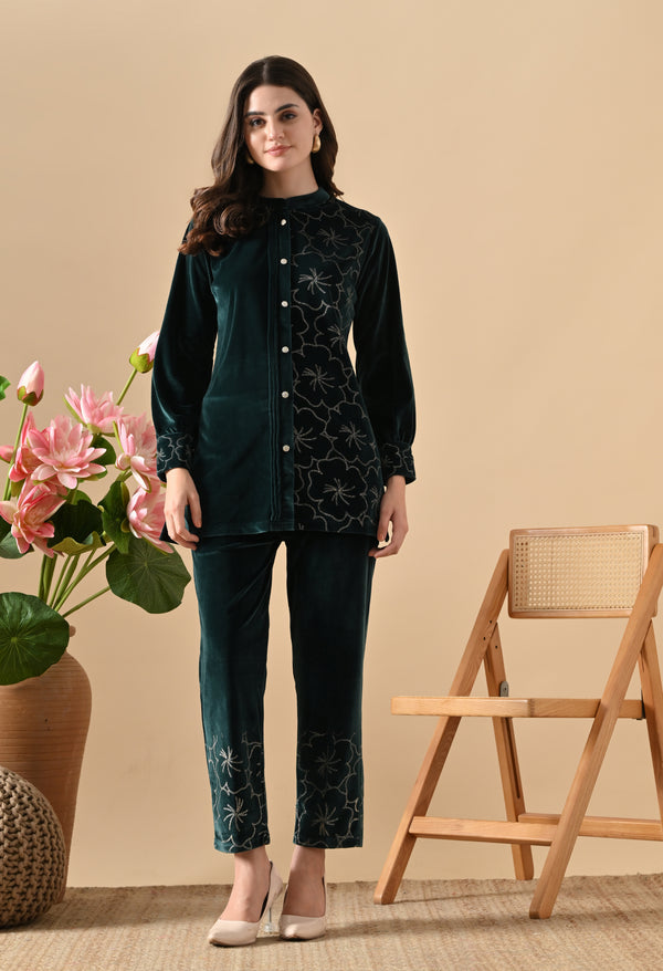 Elegant Green Velvet Co-ord