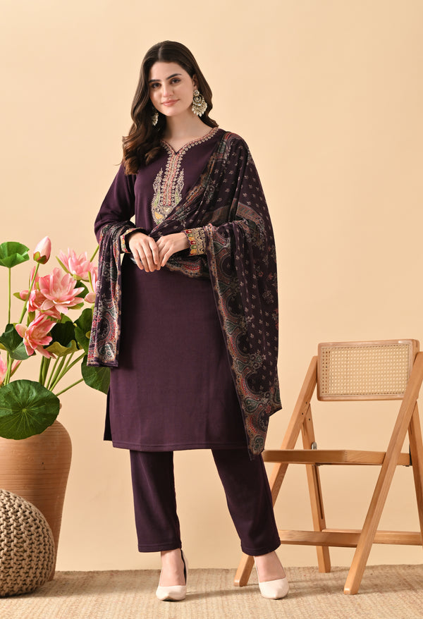Radiant Dark Purple Woollen Suit