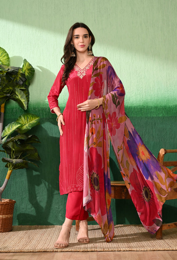 Elegant Pink Crepe Kurta
