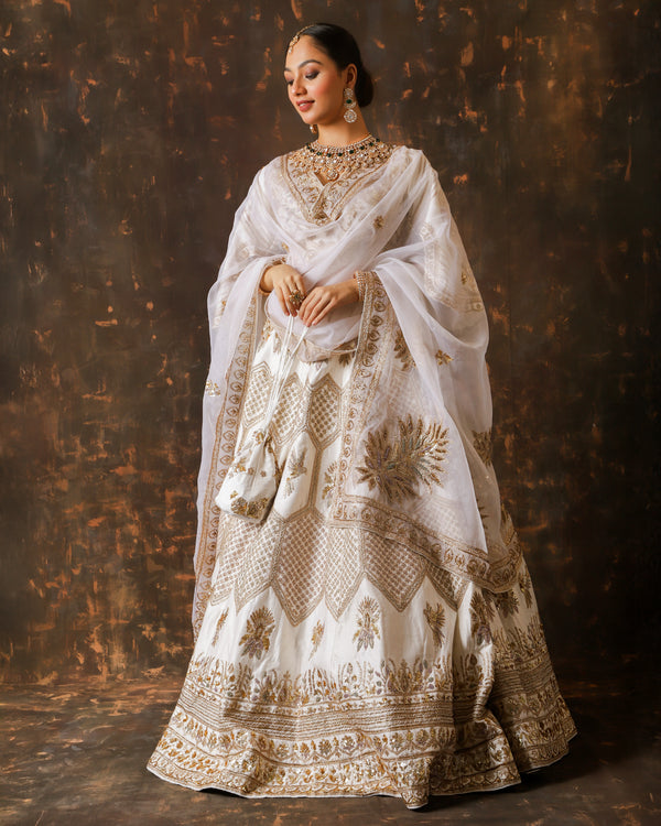 Ivory Radiance Handcrafted Party Wear Lehenga