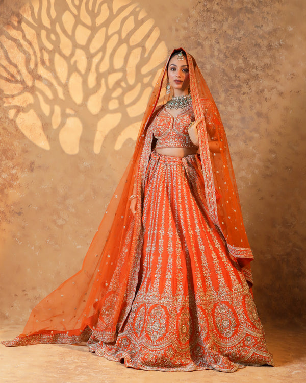 Amber Majesty Handcrafted Bridal Lehenga