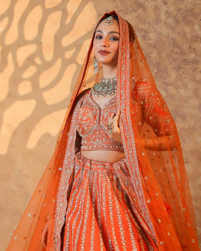 Amber Majesty Handcrafted Bridal Lehenga