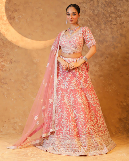 Blush Bloom Embroidered Bridal Lehenga