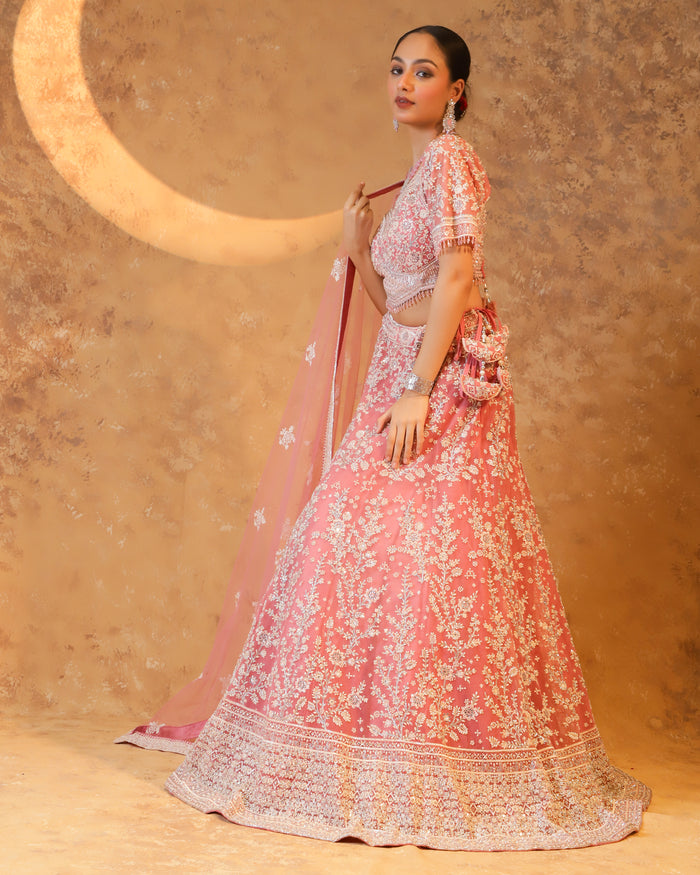 Blush Bloom Embroidered Bridal Lehenga