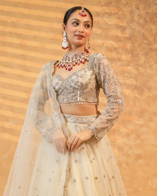 Ivory Charm Off-White Indo-Western Lehenga Set