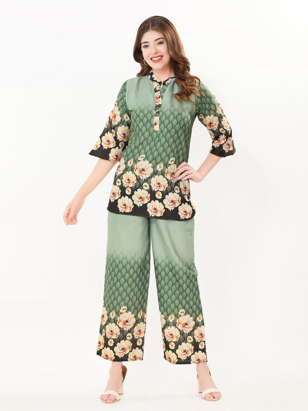 Elegant Green Blossom Co-Ord Set